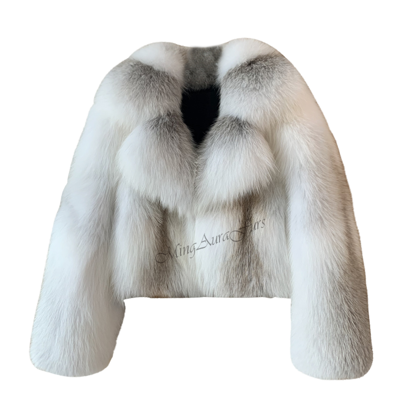 Close-up of soft real fawn light fox fur material