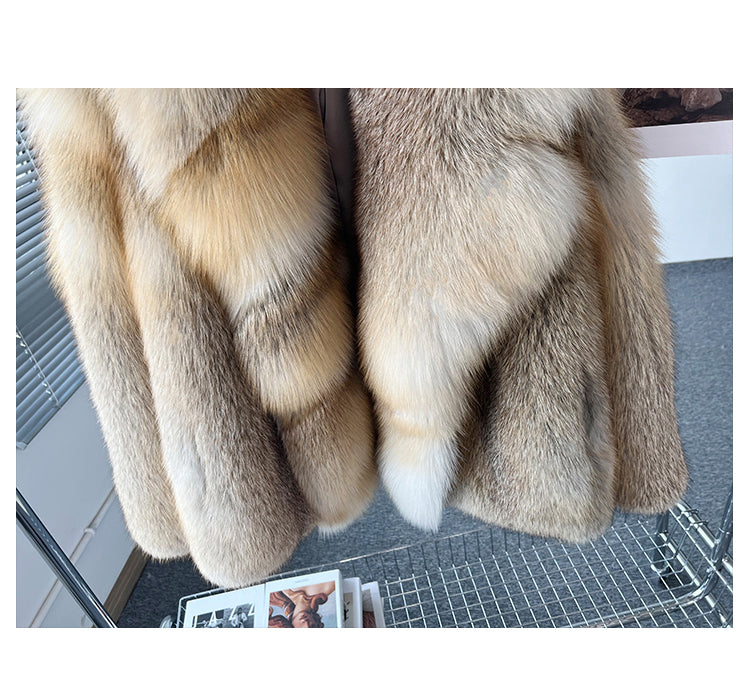 The Gold Island Fox Fur Coat For Women G002