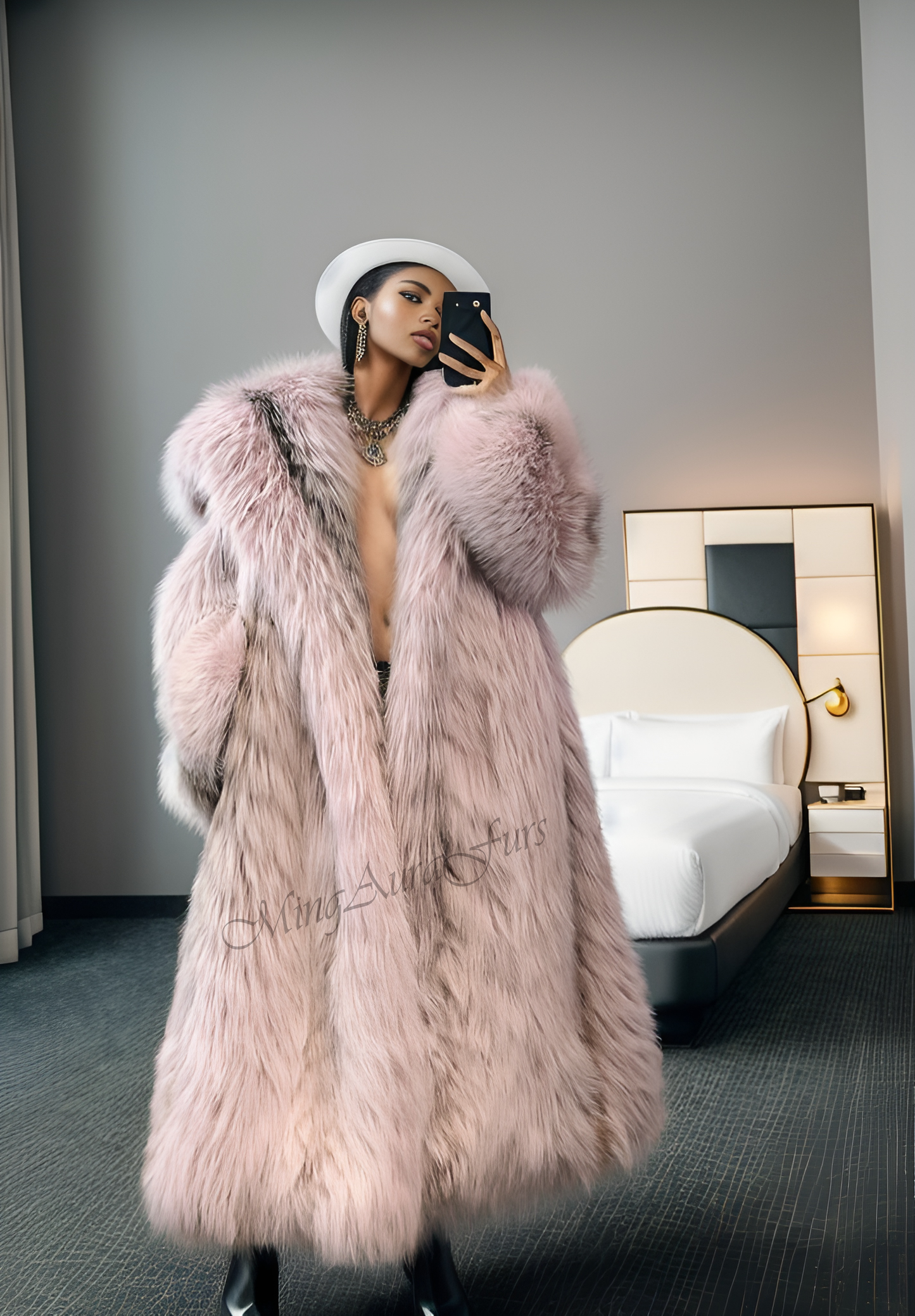 Barbie Pink Fox Fur Coat With Hood G0015