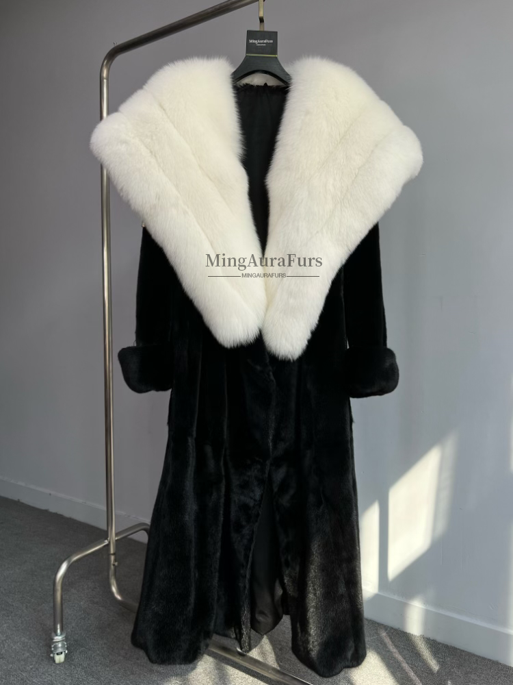 Mink Fur Coat With Fox Collar