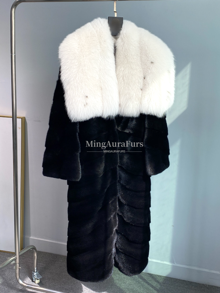 Mink Fur Coat With Fox Collar G0051