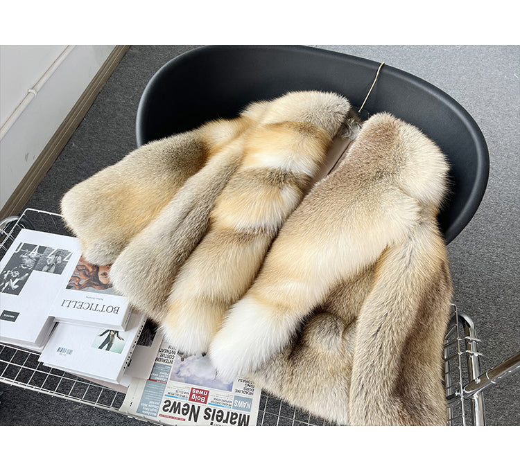 The Gold Island Fox Fur Coat For Women G002