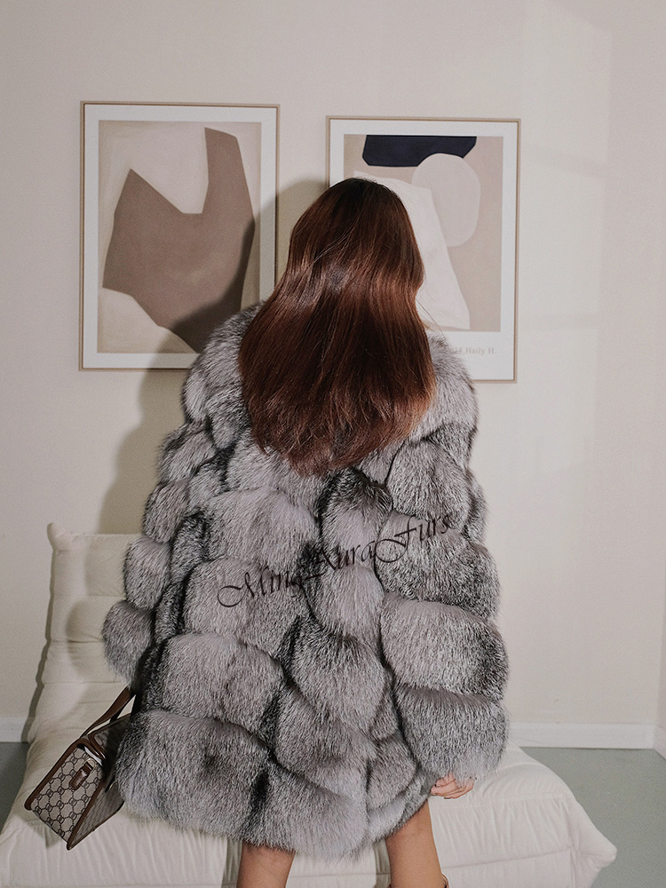 The Sapphire Frost Fox Fur Coat For Women G0017