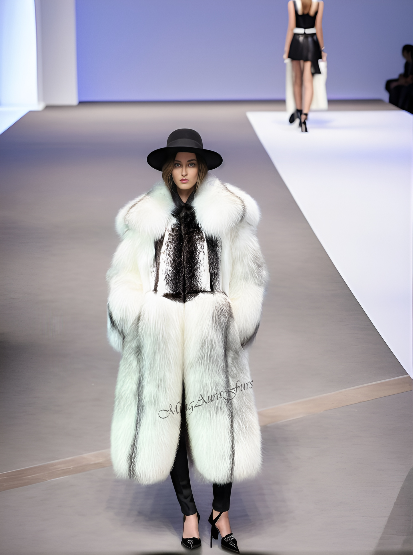 Mink and Artic Marble Frost Fox Combination Fur Coat G0023