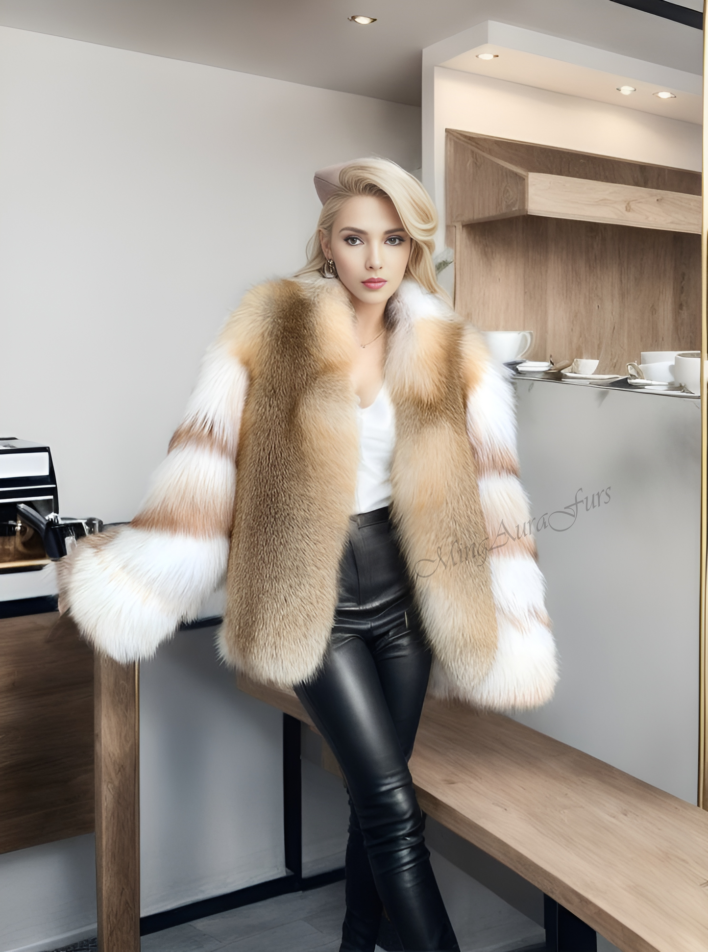 The Golden Island Fox Fur Coat For Women G0011