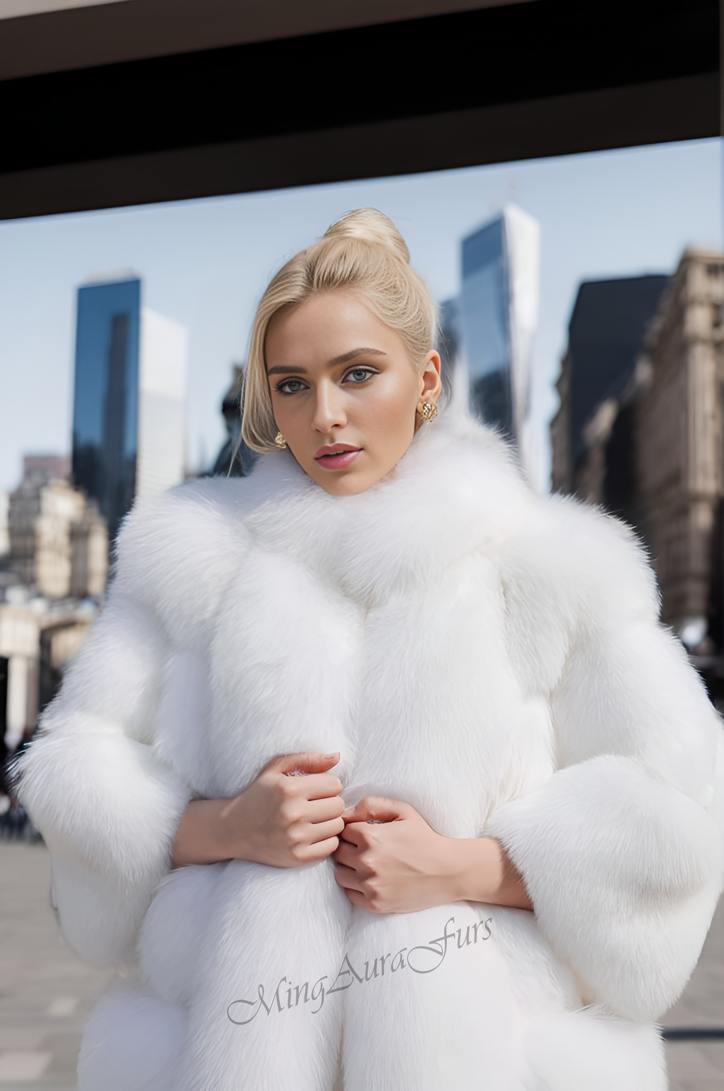 White Fox Fur Coat For Women G009