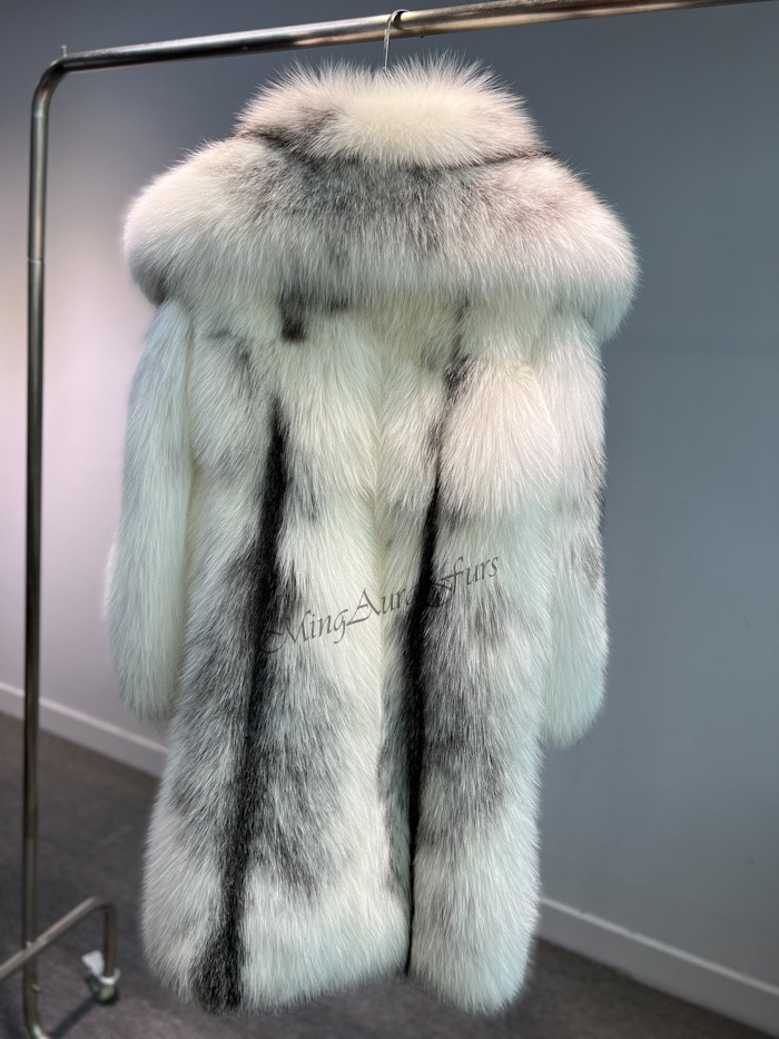 Mink and Artic Marble Frost Fox Combination Fur Coat G0023