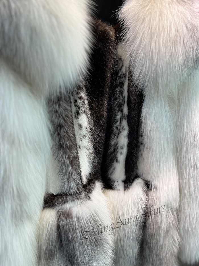 Mink and Artic Marble Frost Fox Combination Fur Coat G0023