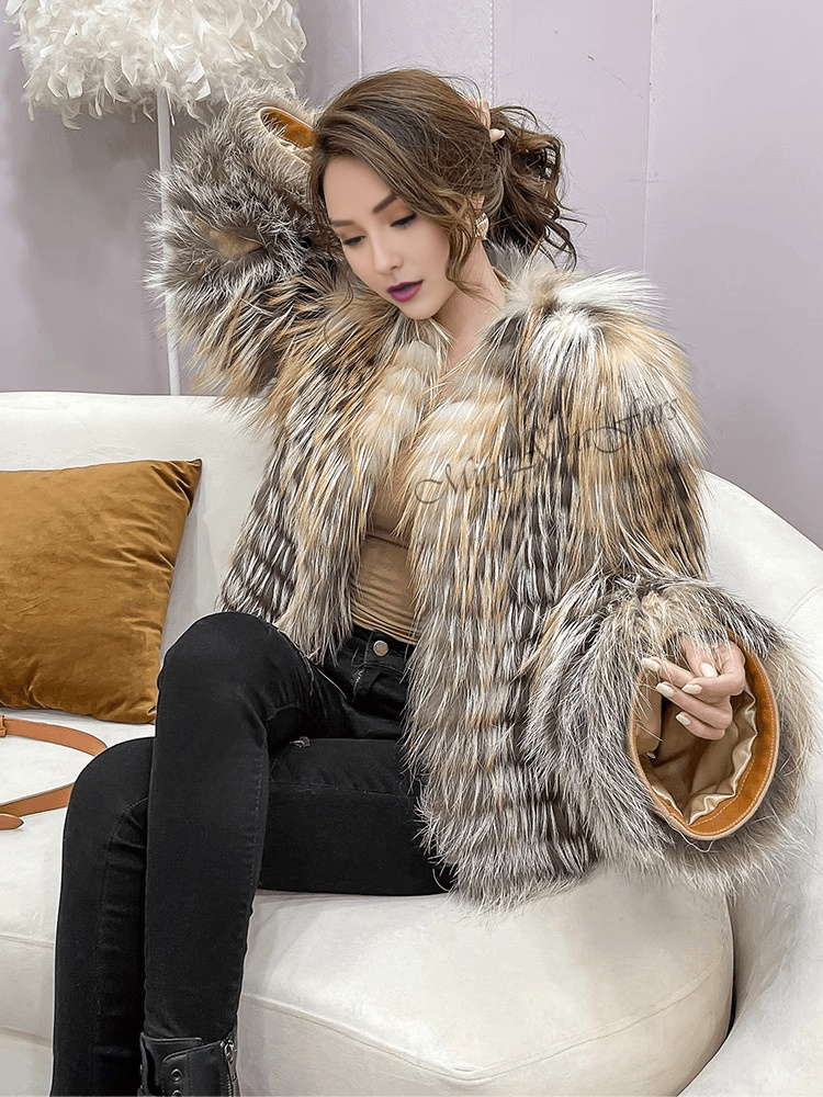 Cross fox fur clearance coat