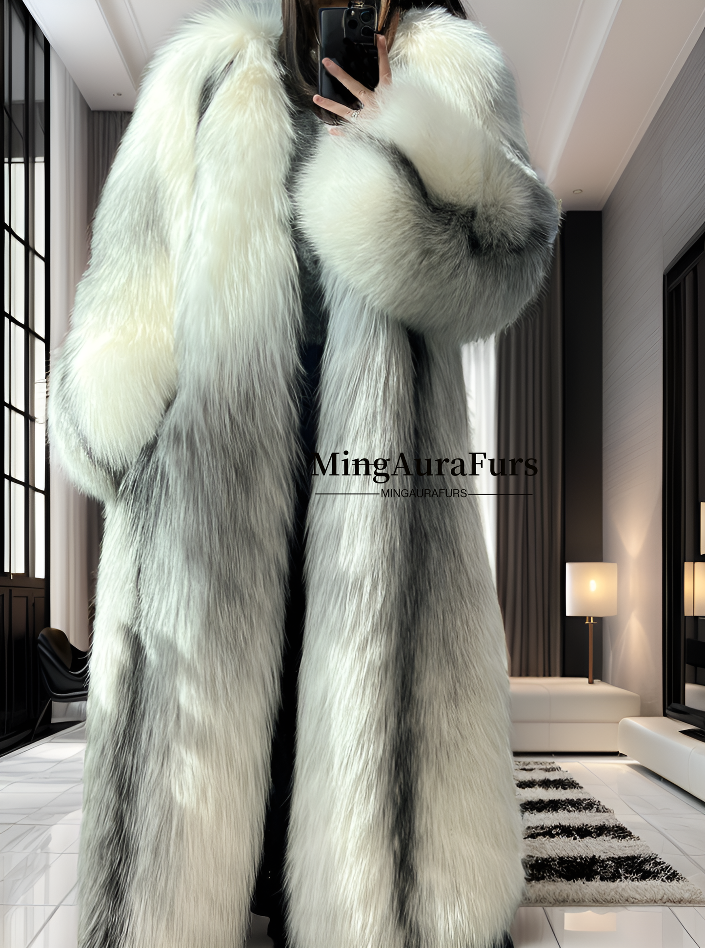 The Arctic Marble Fox Fur Coat G0043