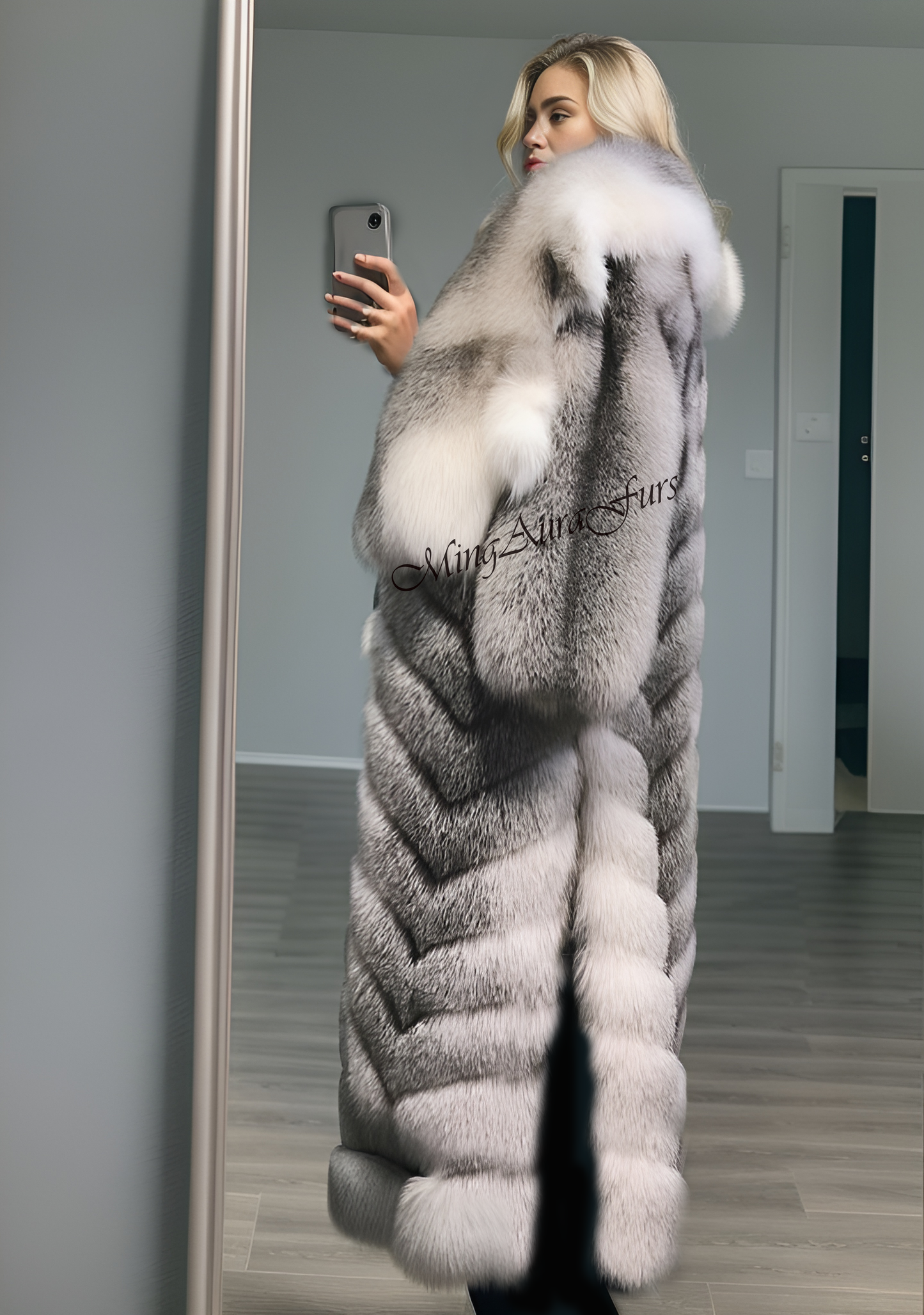 The Shadow Blue Frost Fox Fur Coat G0013