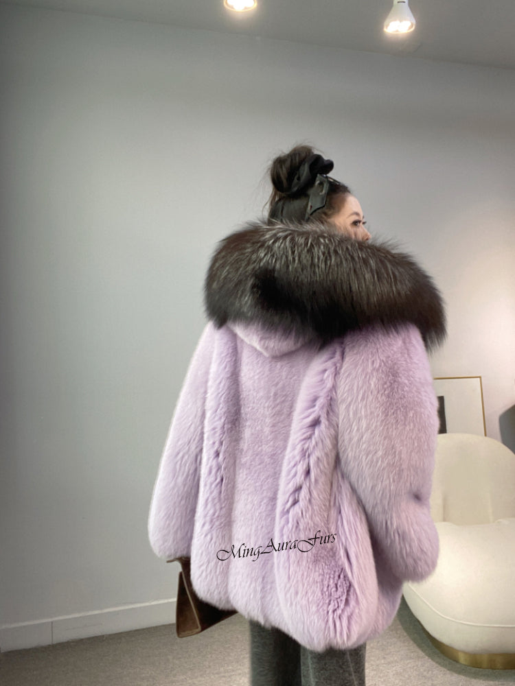 Barbie Pink Fox Fur Coat For Women G006