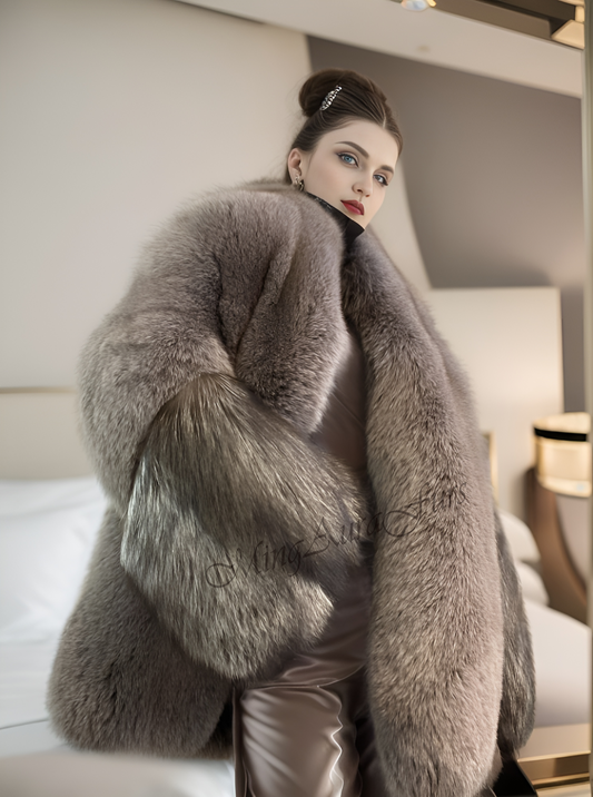 The Brown Fox Fur Coat For Wowen G0010