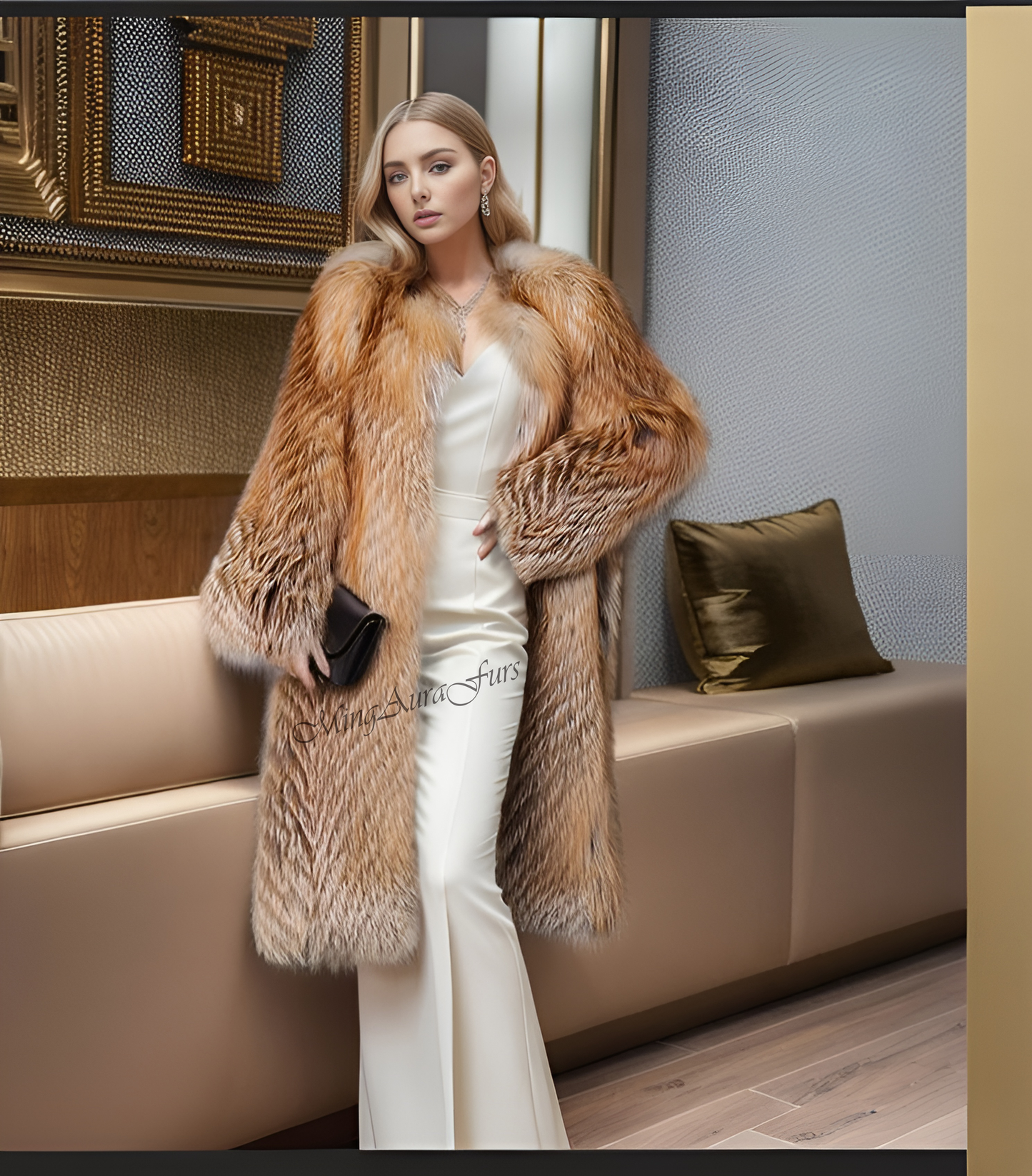 The Fire Gold Fox Fur Coat For Women G0029