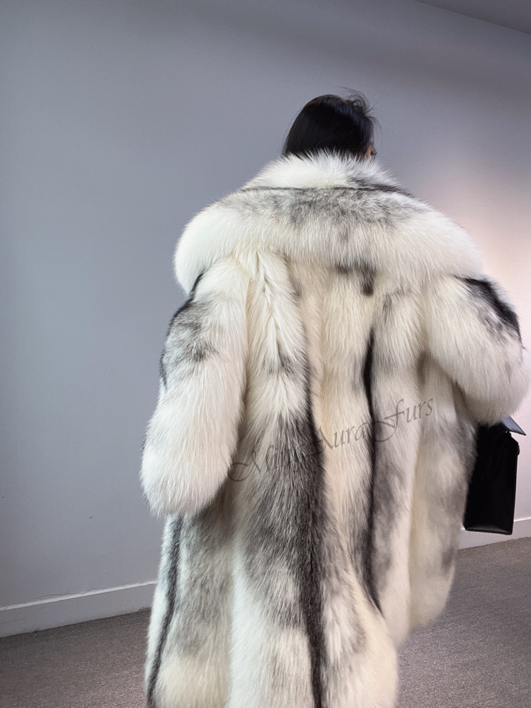 Mink and Artic Marble Frost Fox Combination Fur Coat G0023