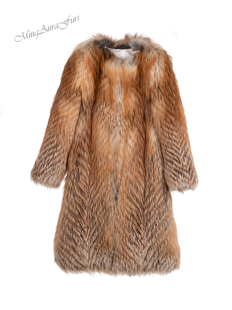 The Fire Gold Fox Fur Coat For Women G0029