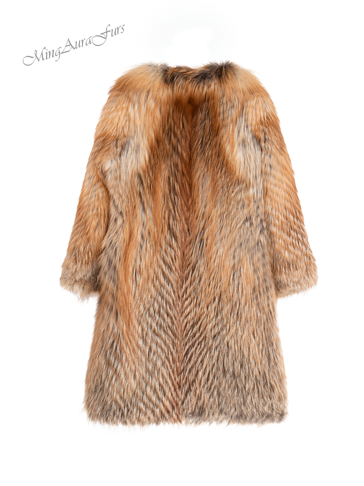 The Fire Gold Fox Fur Coat For Women G0029