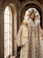 Detail of soft, natural fox fur texture in golden tones