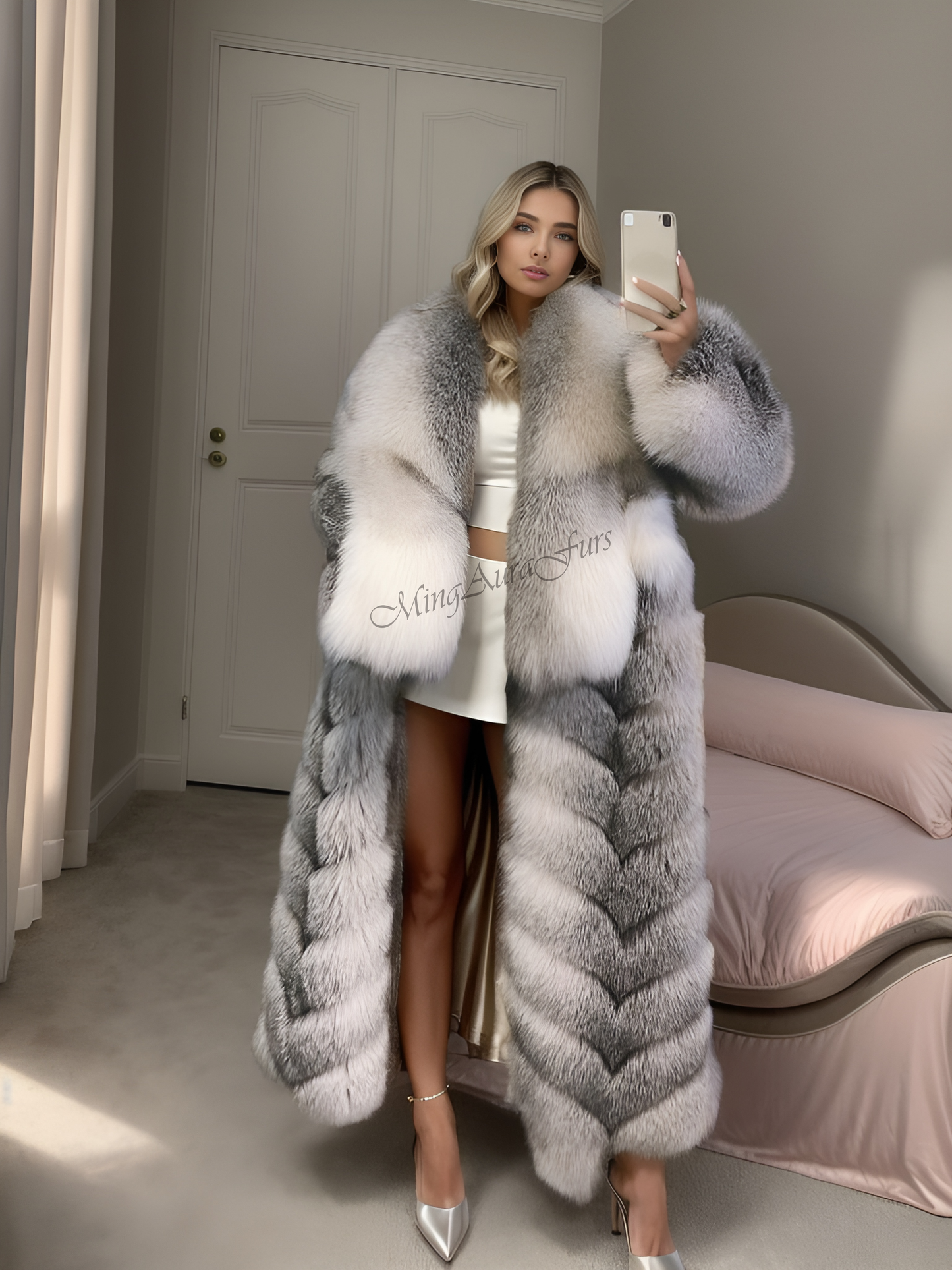 The Shadow Blue Frost Fox Fur Coat G0013