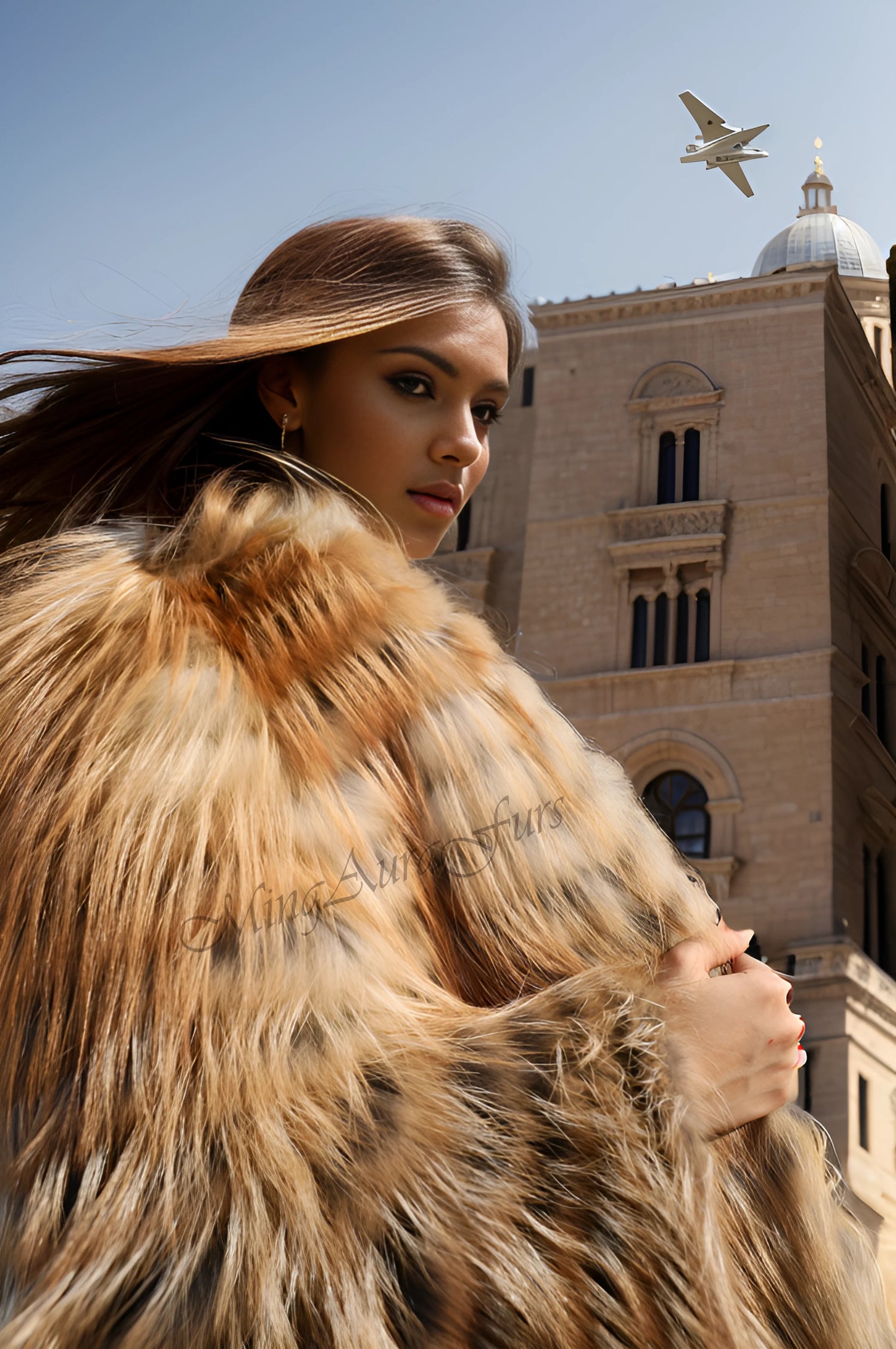Women's real fire gold fox fur material jacket – G0031, panel-cut craftsmanship and lightweight refined texture