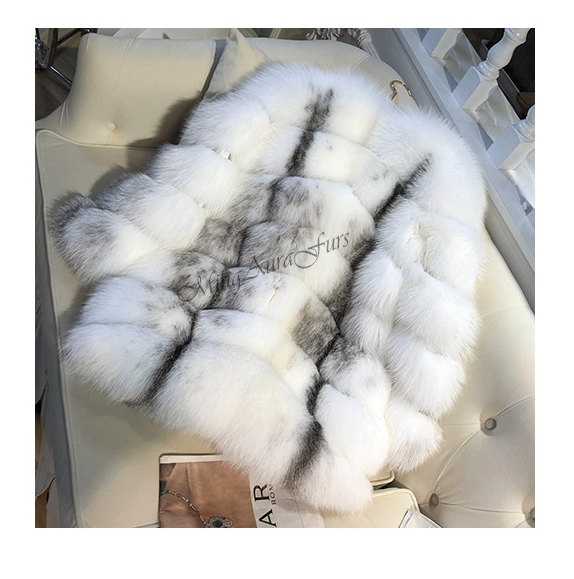Close-up of dense and soft natural color fox fur texture