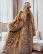 Precision handmade panel-cut detail in natural red fox fur material – G0029